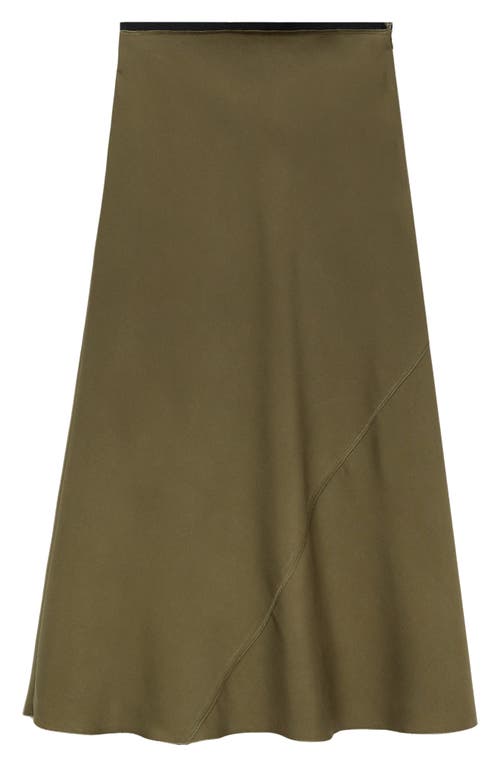 Mango Women's Satin Midi Skirt In Khaki Green