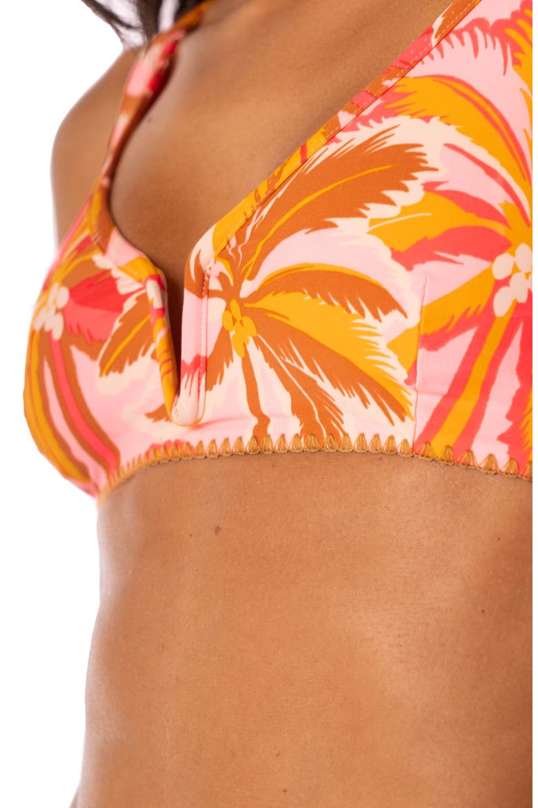 Pink Palms Victoria Reversible Triangle Bikini Top, Alternate, color, PINK