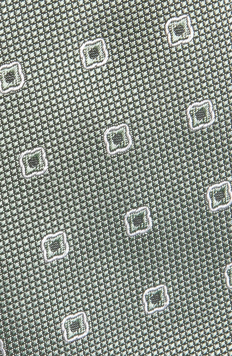 BOSS Geometric Silk Blend Jacquard Tie, Alternate, color, Open Green
