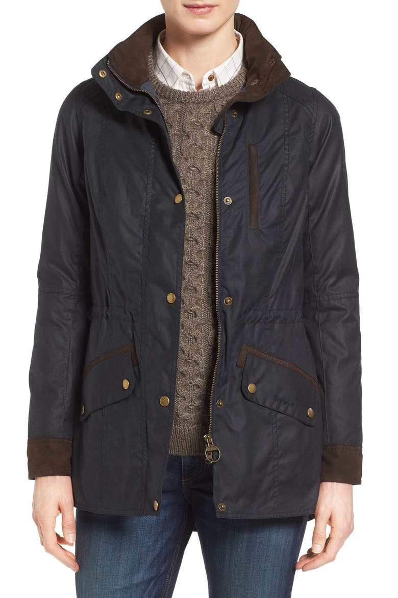 'Badminton' Waterproof Waxed Cotton Jacket, Main, color, NAVY