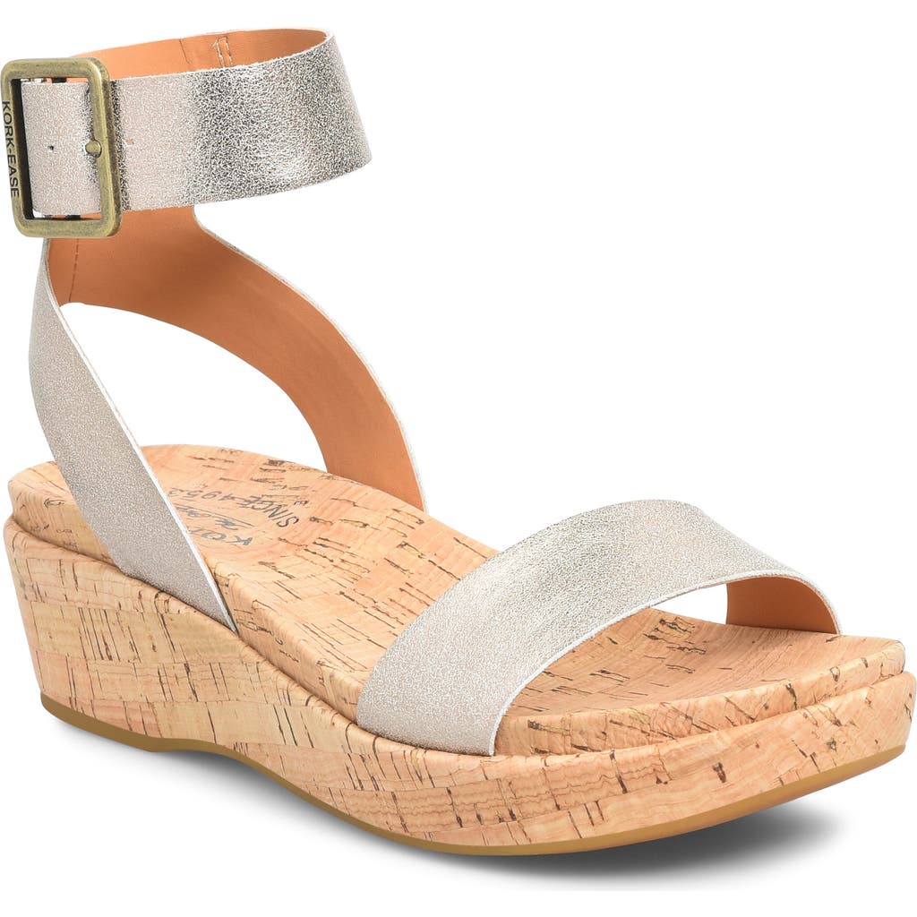 Kork-ease Mullica Ankle Strap Platform Wedge Sandal In Gold Metallic