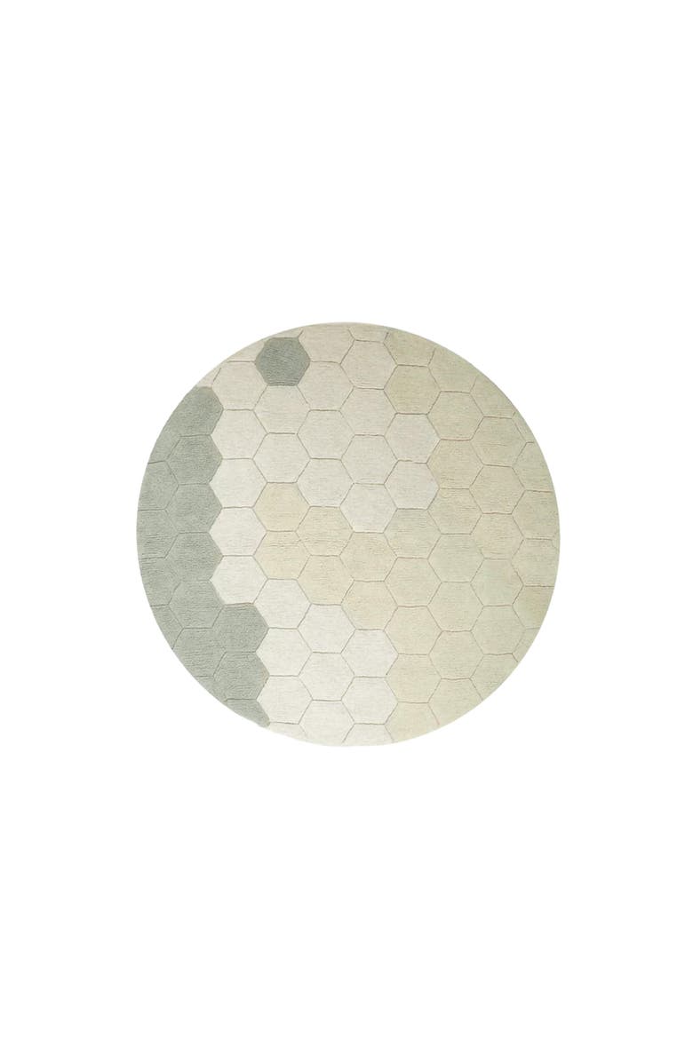 Lorena Canals Washable Rug Round Honeycomb, Main, color, Blue Sage, Ivory, Light Blue