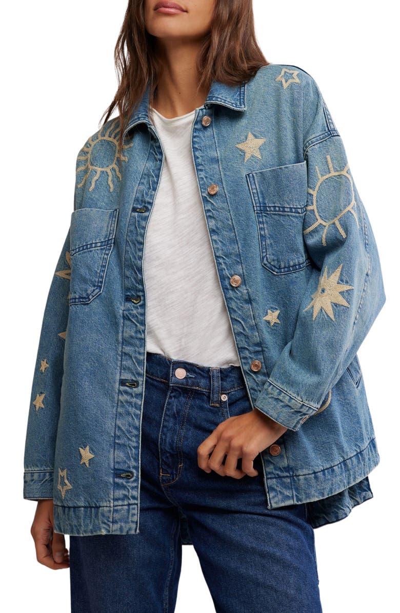 Free People Madison Embroidered Denim City Jacket | Nordstrom