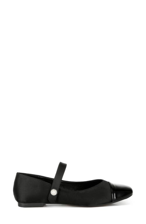 London Rag Albi Patent Toe Cap Satin Mary Jane Sandal In Black
