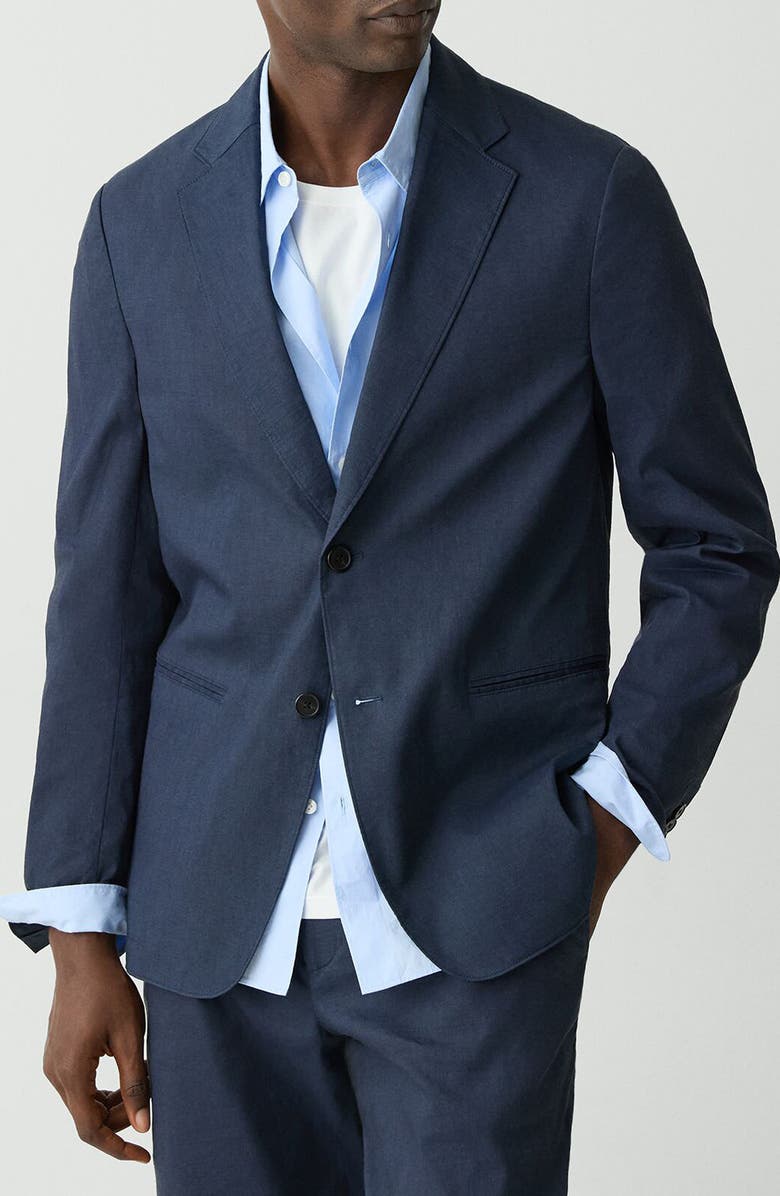 Theory Clinton Navy Stretch Linen Blend Sport Coat, Main, color, Eclipse