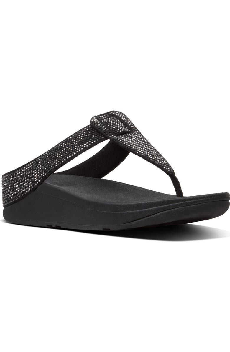 FitFlop Isabelle Toe Post Wedge Sandal, Main, color, Black