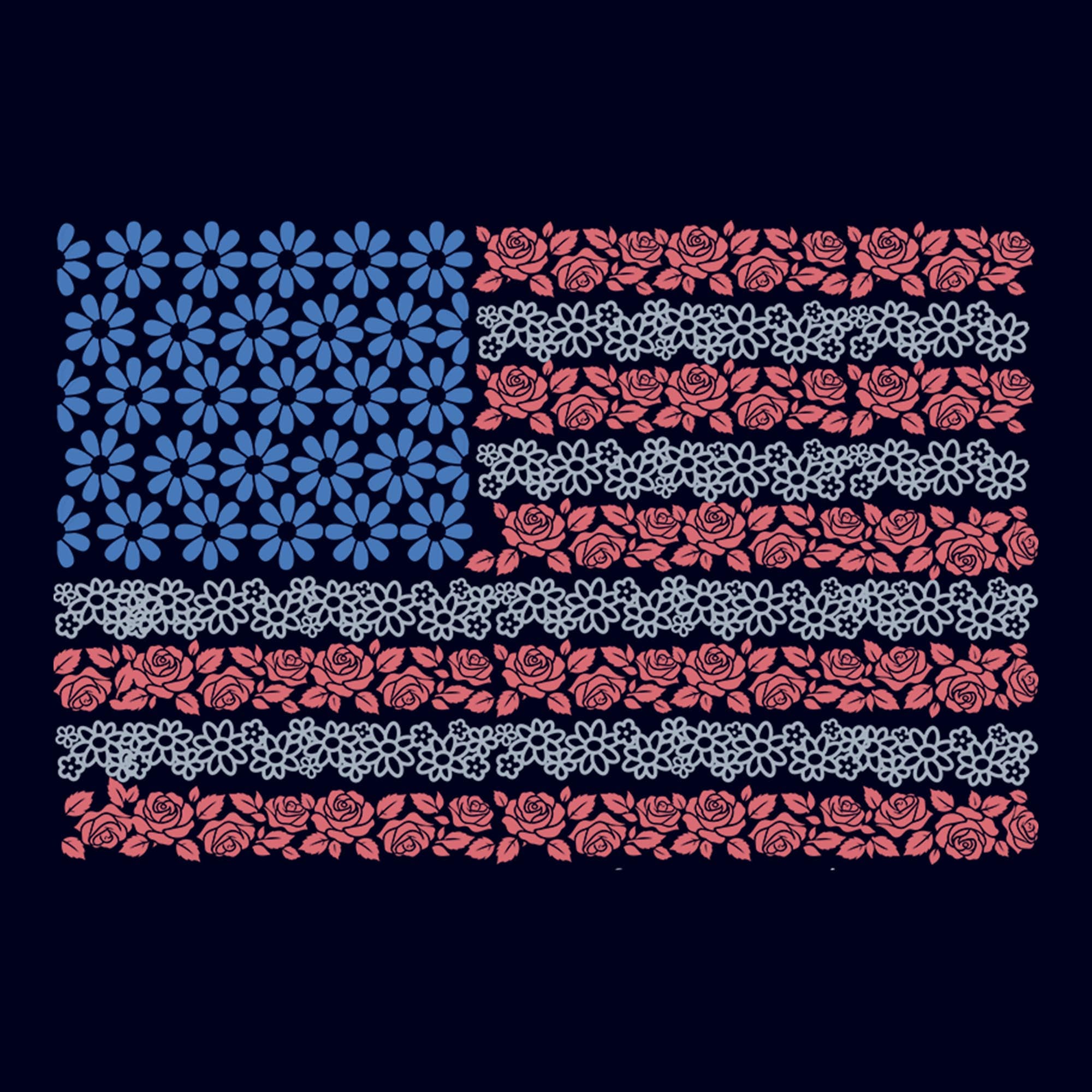 Lost Gods Men's Roses And Daisies American Flag Short Sleeve Graphic T ...