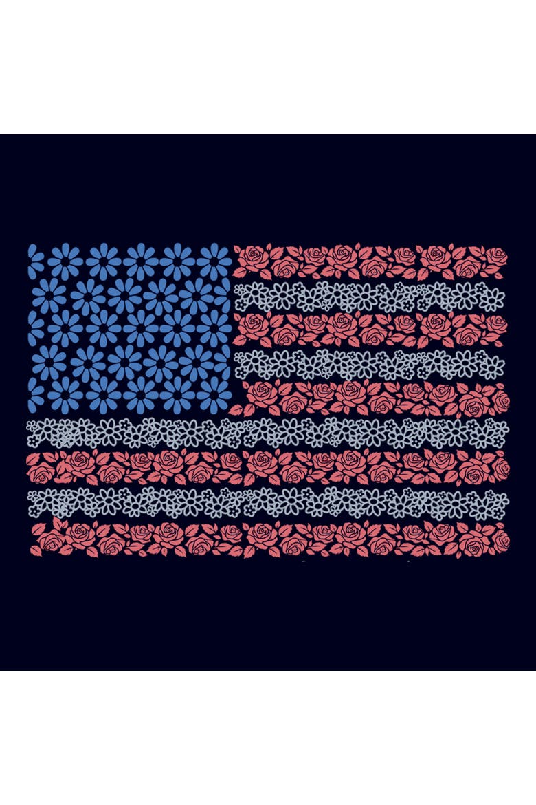 Men's Lost Gods Roses and Daisies American Flag  Graphic T-Shirt, Alternate, color, Navy Blue