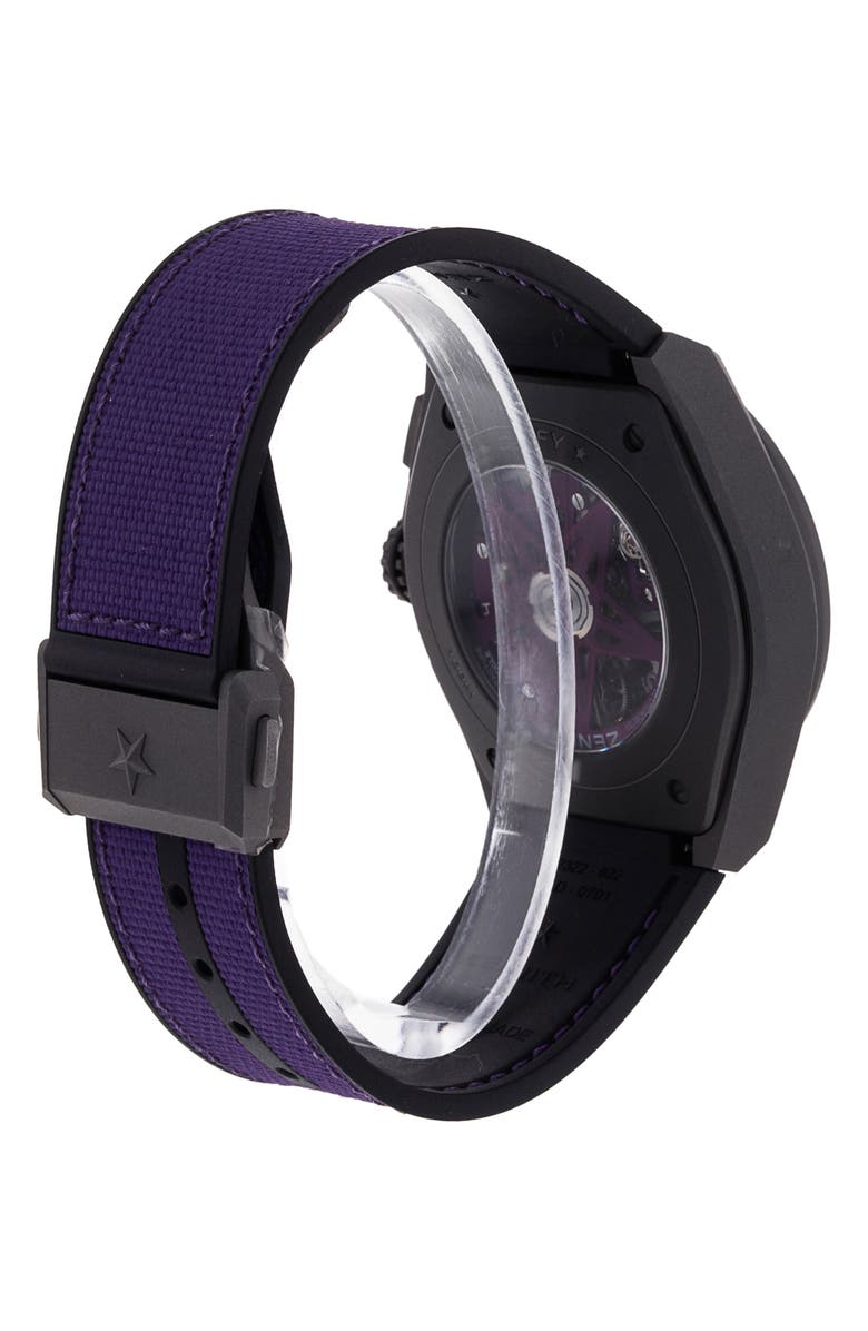 Watchfinder & Co. Zenith Preowned 2020 Defy El Primero 97.9001.9004/80.R922 Rubber Strap Chronograph Watch, 44mm, Alternate, color, Black