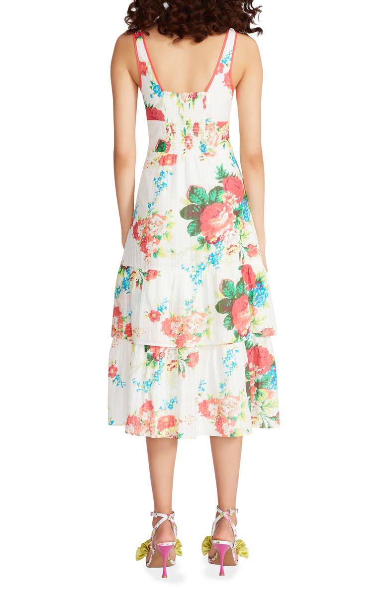 Betsey Johnson Riviera Floral Toile Tiered Midi Dress, Alternate, color,