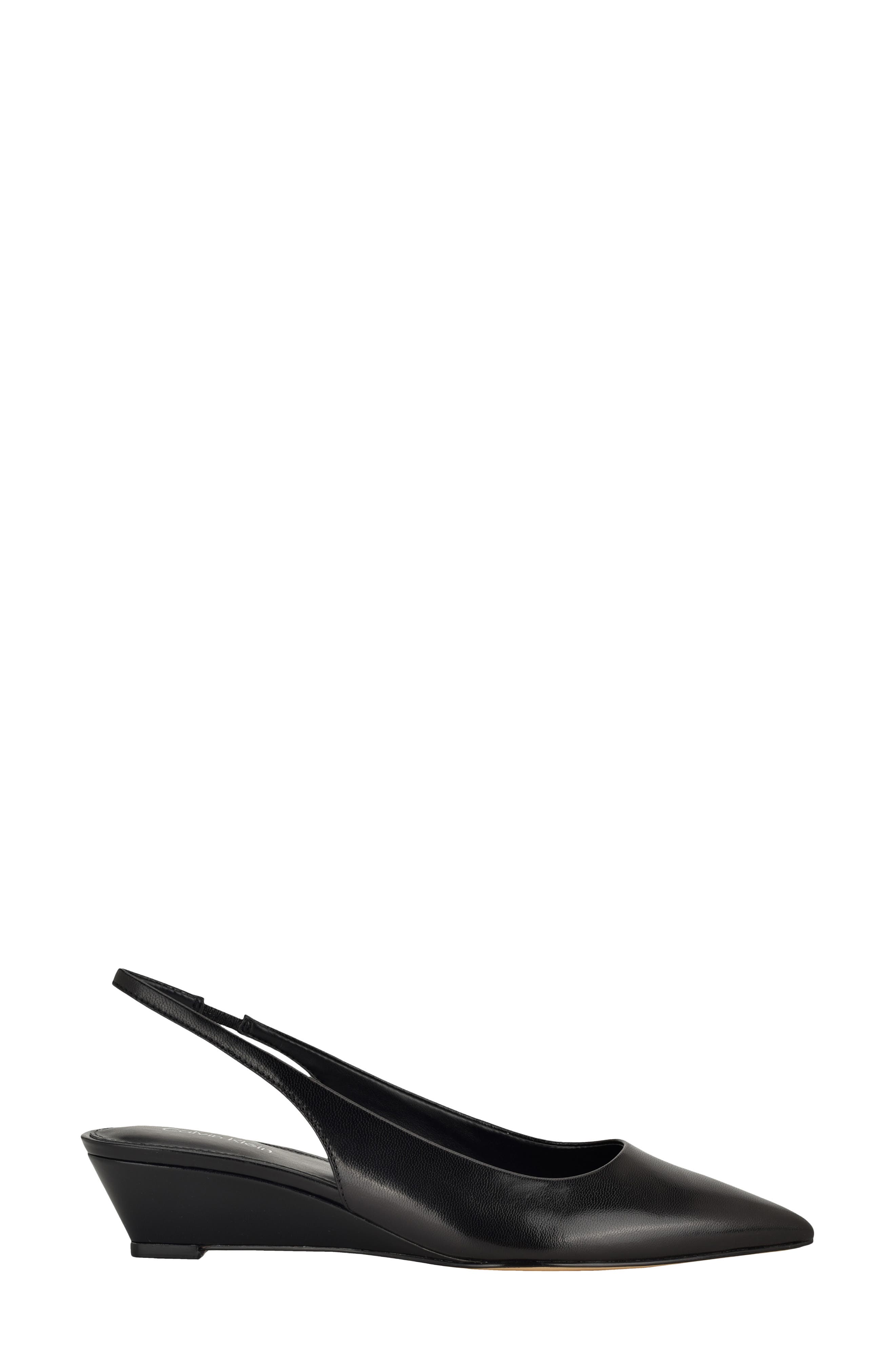 Calvin Klein Mavalyn Slingback Pointed Toe Wedge Pump, Alternate, color, Black