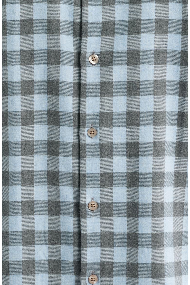 Canclini Regular Fit Check Cotton Mélange Flannel Button-Up Shirt, Alternate, color, SKY
