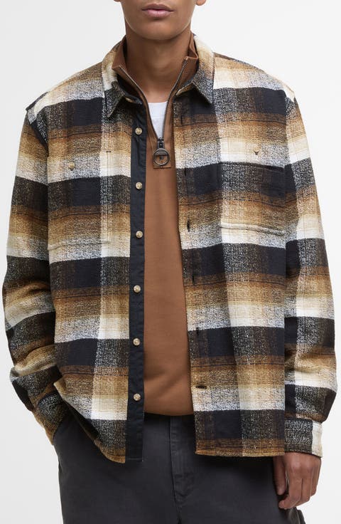 Woodfoot Check Textured Cotton Button-Up Overshirt