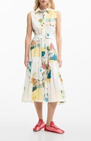 Desigual Postcard Print Sleeveless Shirtdress