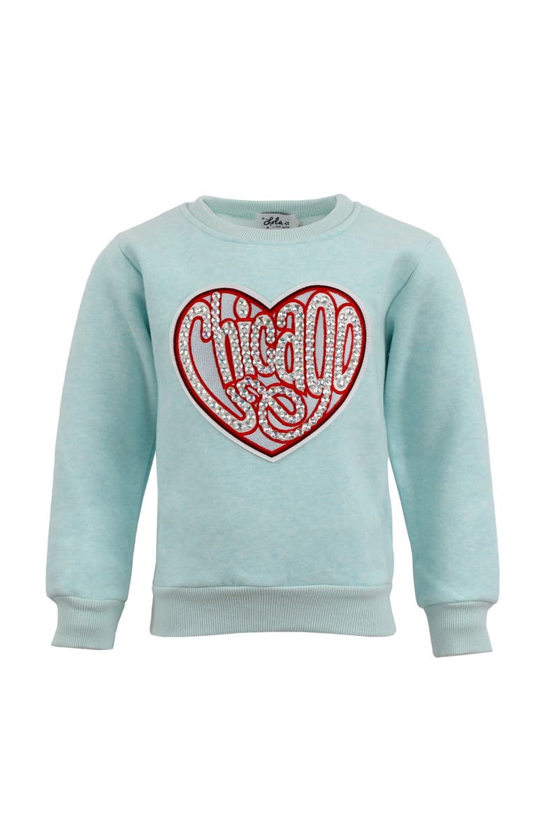 Lola + The Boys Chicago Sparkle Heart Sweatshirt, Main, color,