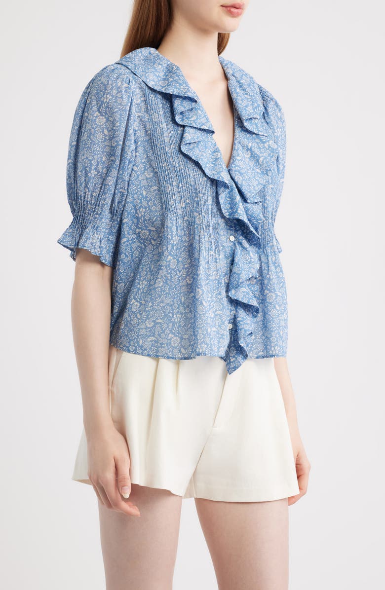 DÔEN Henry Floral Print Ruffle Top, Alternate, color,