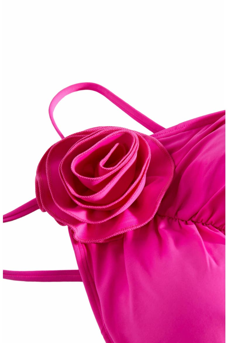 Rosette High Neck One Piece Swimsuit, Alternate, color, Vivid Snapdragon
