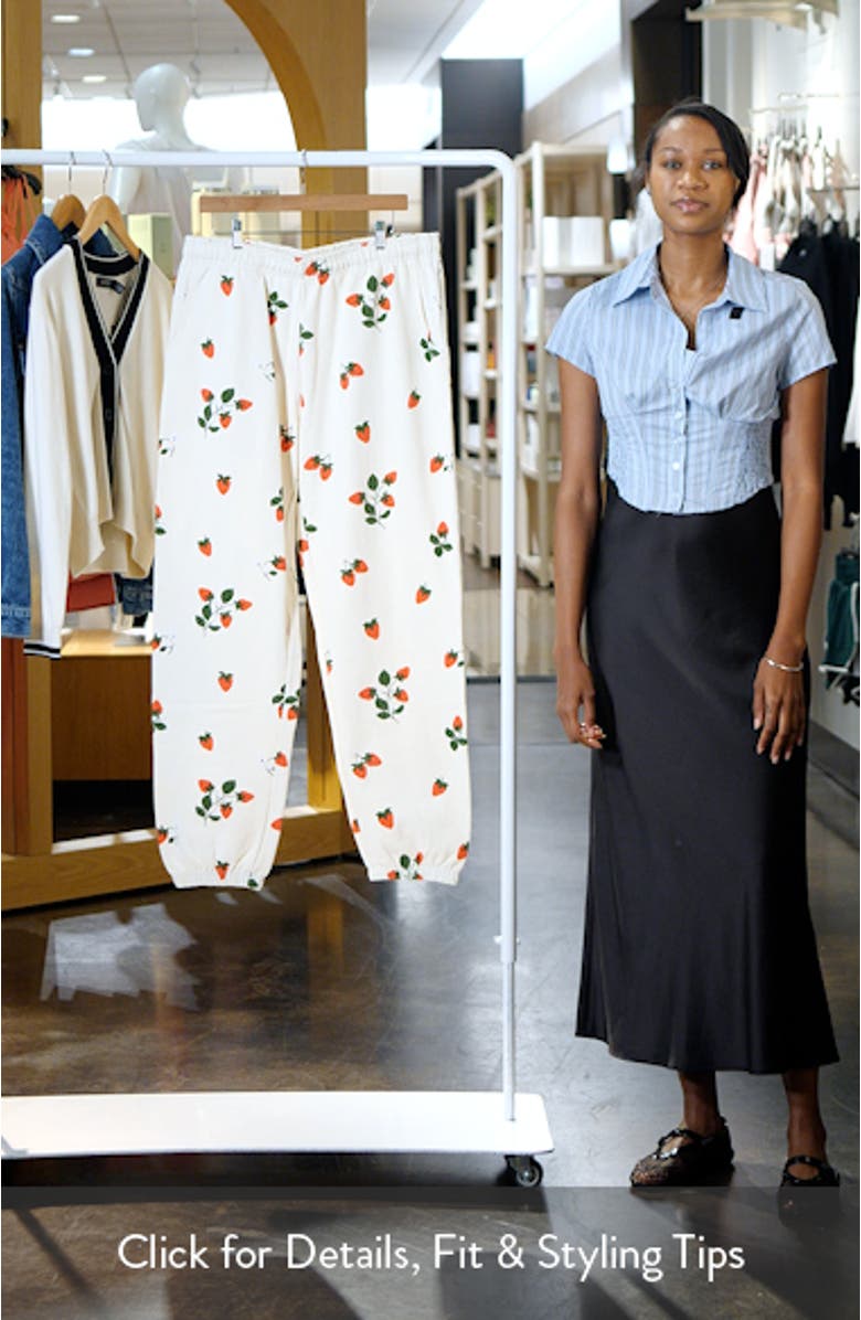 Strawberry Print Cotton Sweatpants, sales video thumbnail