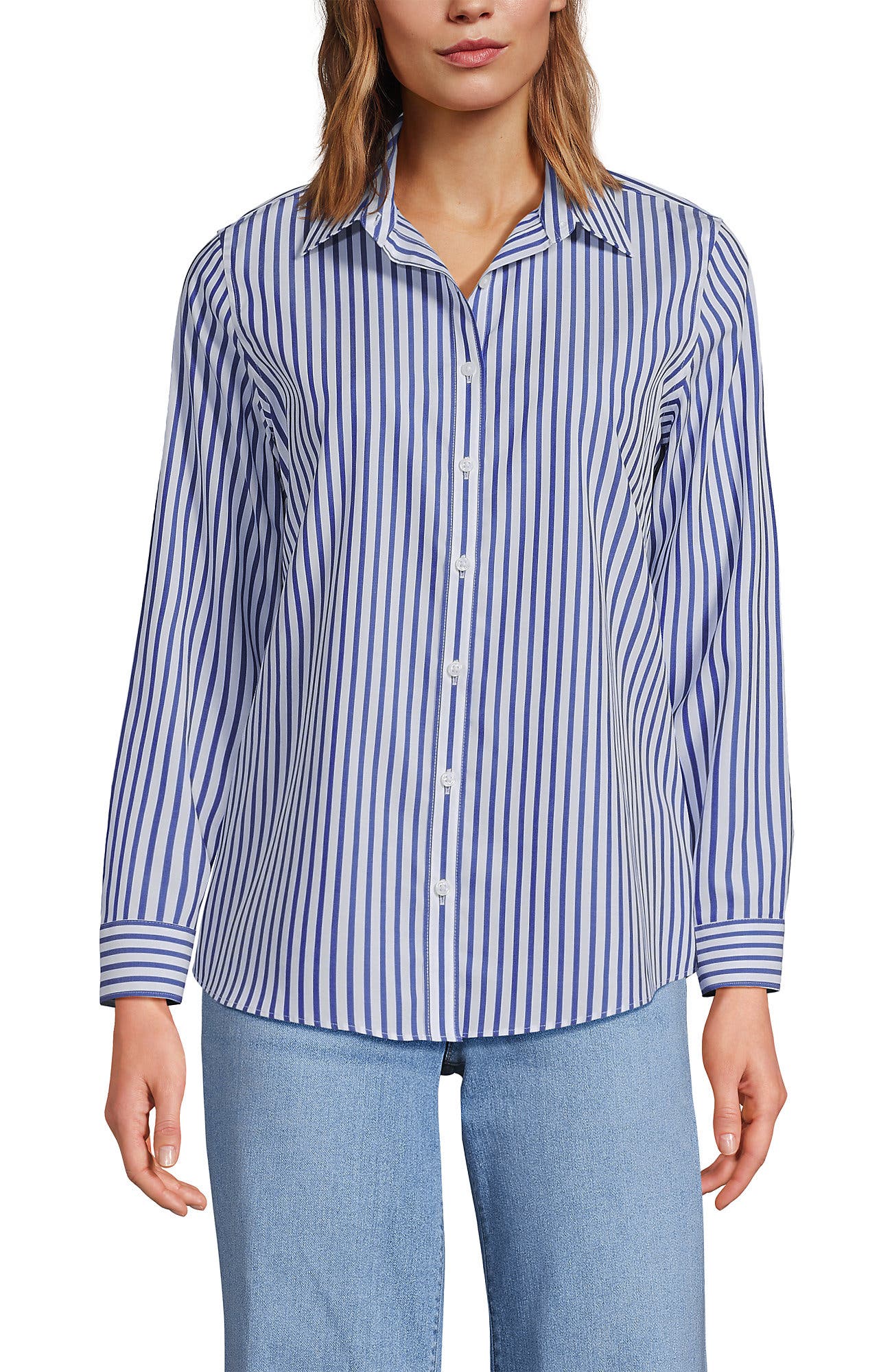 White/Cobalt Blue Stripe