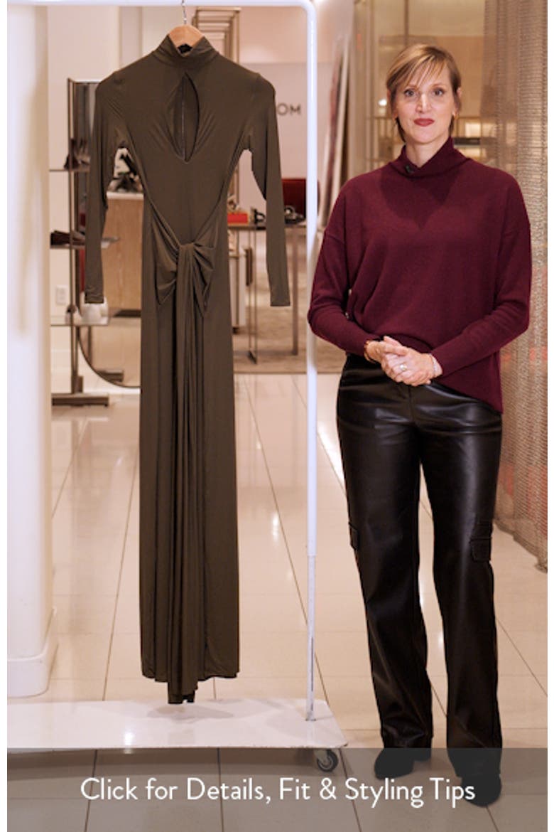 Cutout Tie Front Long Sleeve Maxi Dress video
