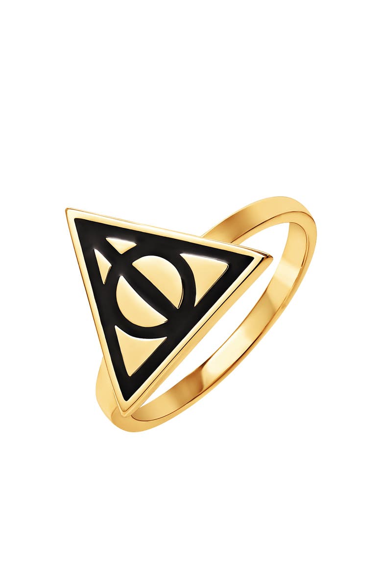 HARRY POTTER Deathly Hallows Ring, 18KT Yellow Flash Plated, Size 6, Main, color, Gold