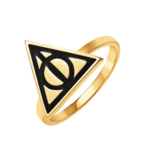Deathly Hallows Ring, 18KT Yellow Flash Plated, Size 6