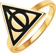 HARRY POTTER Deathly Hallows Ring, 18KT Yellow Flash Plated, Size 6