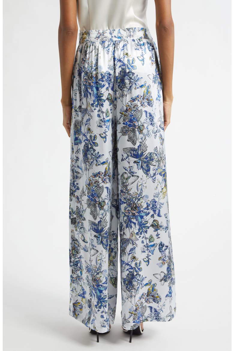 Lillian Butterfly Print Wide Leg Silk Pants, Alternate, color, GREY MULTI WATERCOLR BUTTERFLY