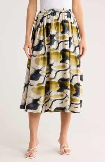 Adrianna Papell Polka Dot Satin Midi Skirt