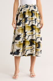 Adrianna Papell Polka Dot Satin Midi Skirt