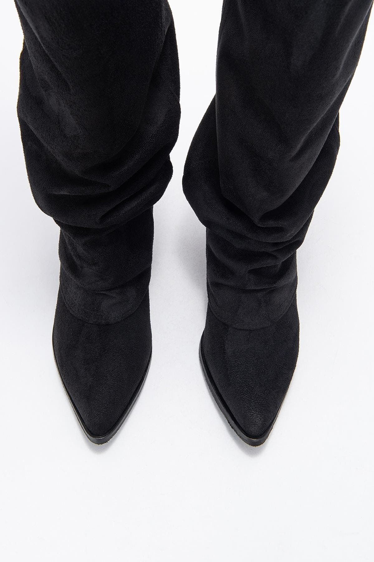 Prologue Shoes Elaris Block Heel Knee High Boot, Alternate, color, Black Suede Faux Leather