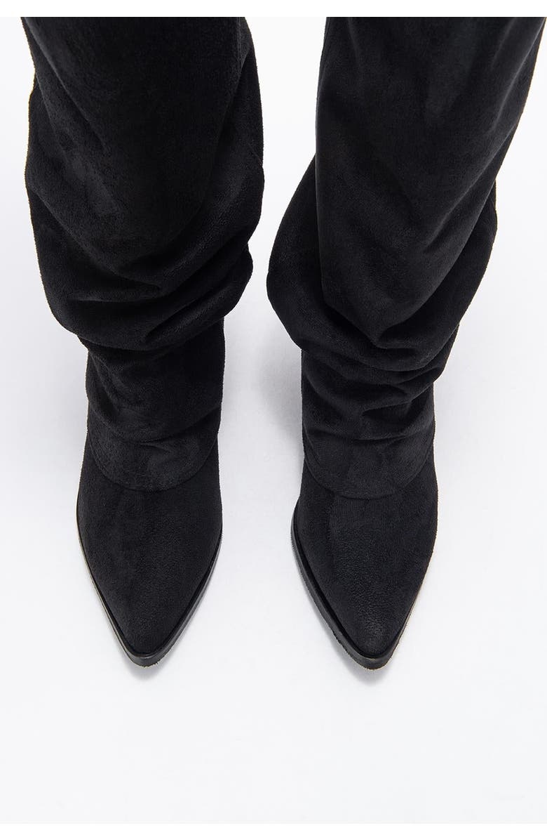 Prologue Shoes Elaris Block Heel Knee High Boot, Alternate, color, Black Suede Faux Leather