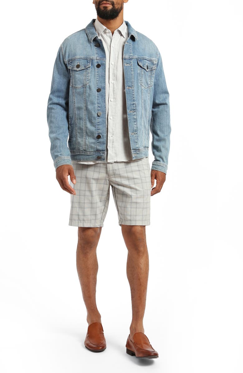 34 Heritage Arizona Check Slim Fit Flat Front Chino Shorts, Alternate, color, Grey/ Blue Checked