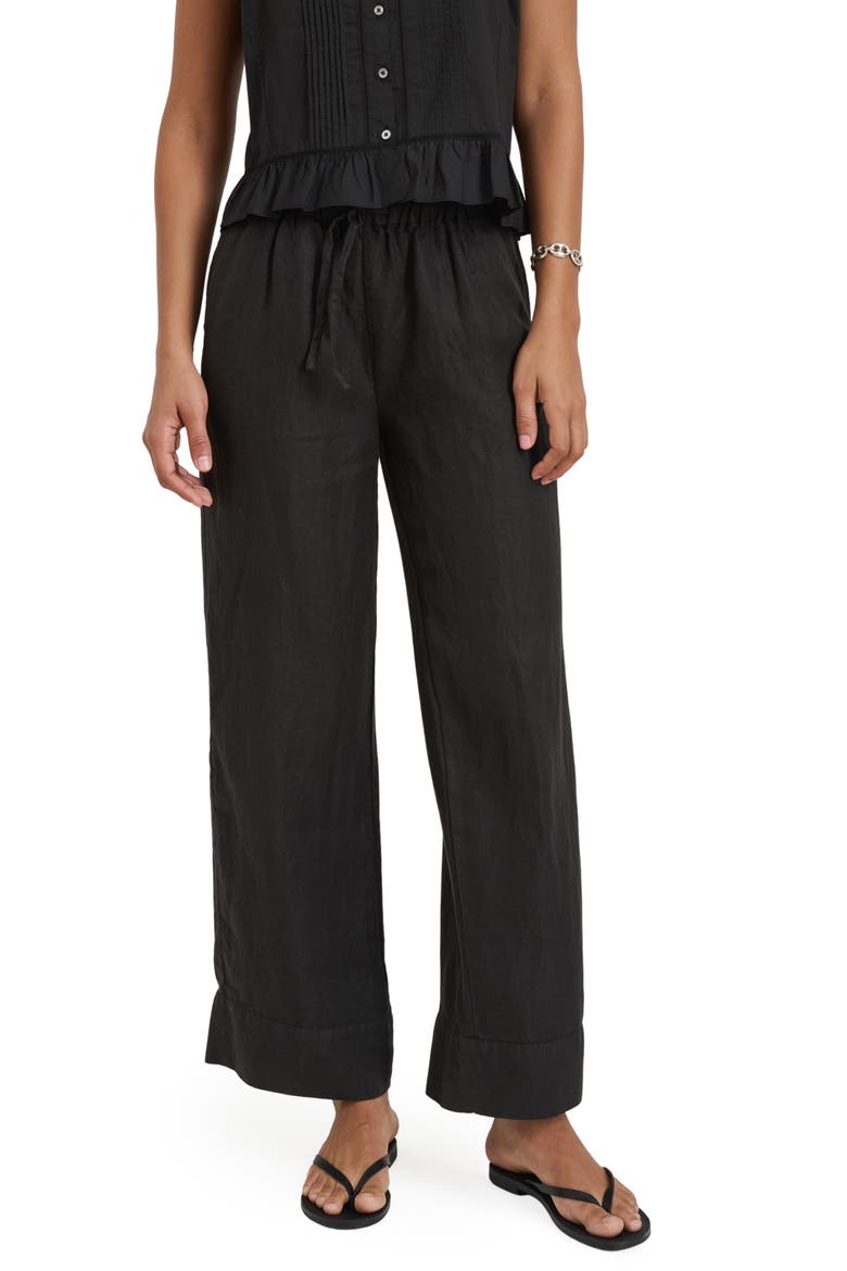 Riley Linen Wide Leg Pants, Main, color, BLACK