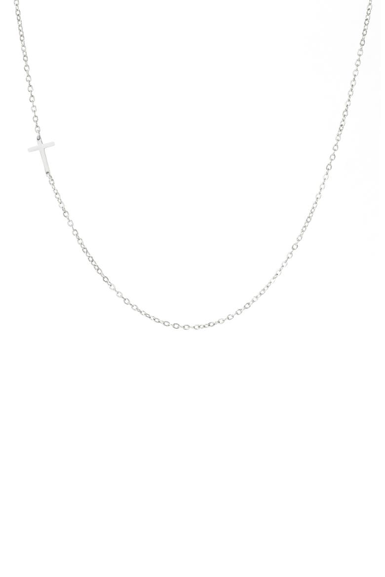 Dainty Sideways Cross Necklace, Main, color, Silver