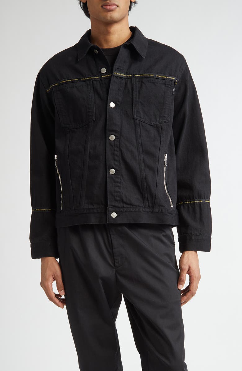 Undercover Embroidered Tape Trucker Jacket, Main, color,