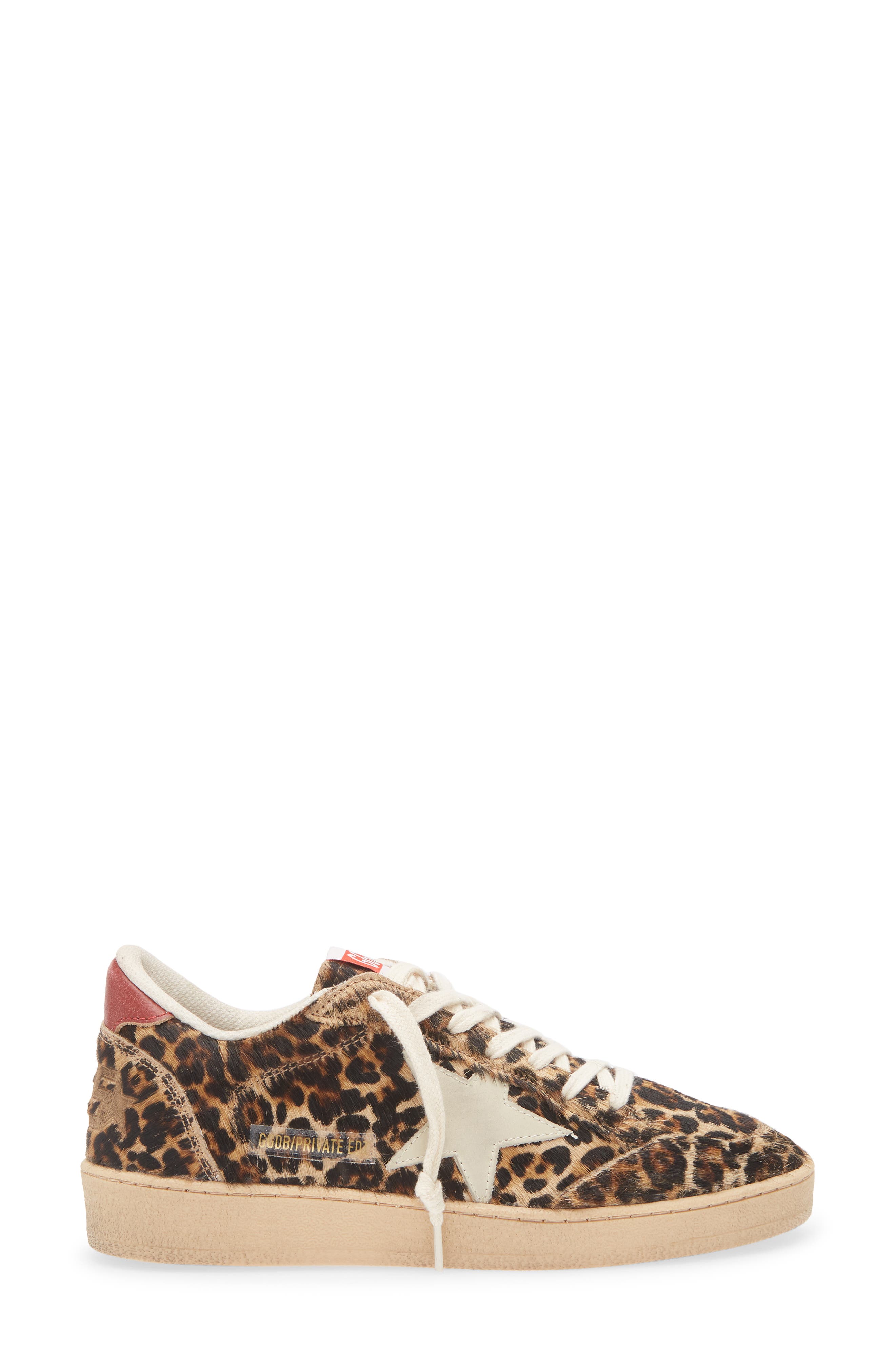 Golden Goose Ball Star Genuine Calf Hair Sneaker, Alternate, color, Leopard/ Ice/ Red