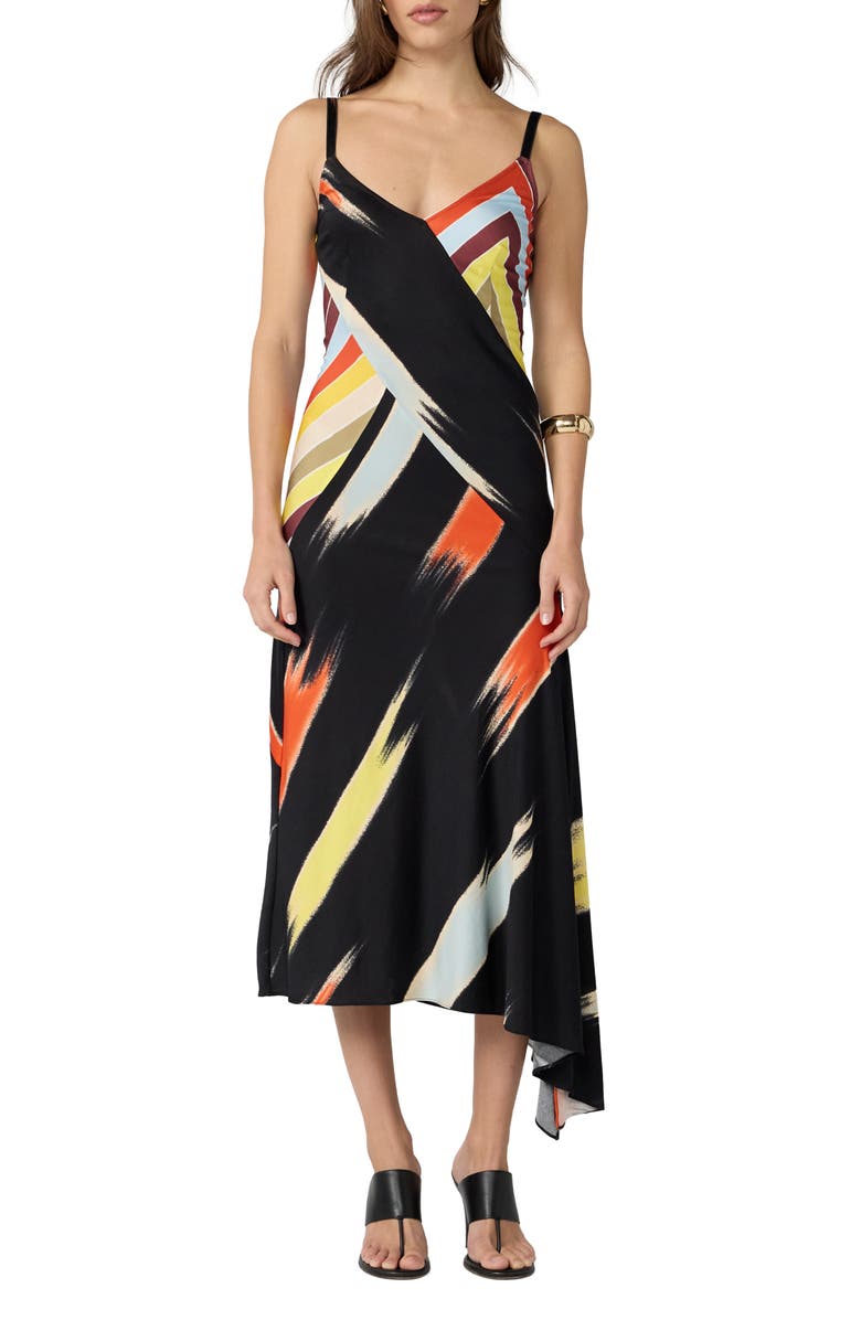 Diane von Furstenberg Skye Stripe Asymmetric Dress, Main, color, Dorian Stripe Multi