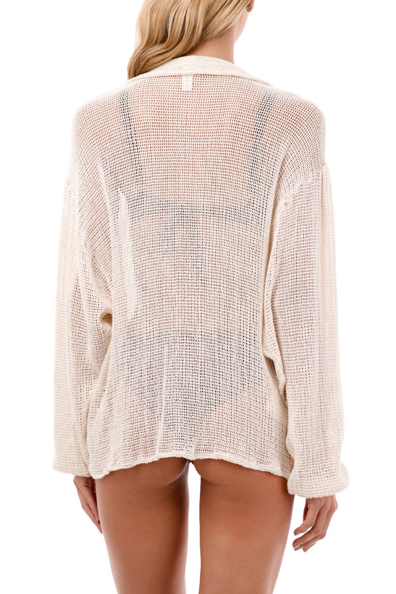 Malla Ikara Open Stitch Cover-Up Shirt, Alternate, color, IVORY