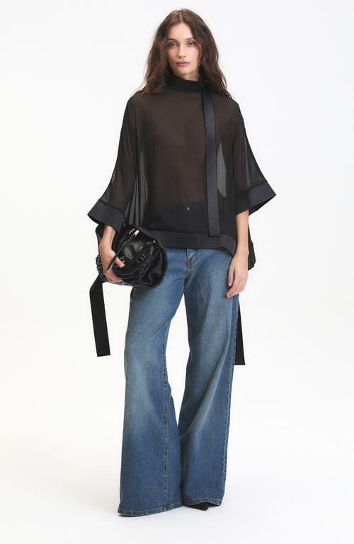 Deluc Carter Sheer Mock Neck Top In Black