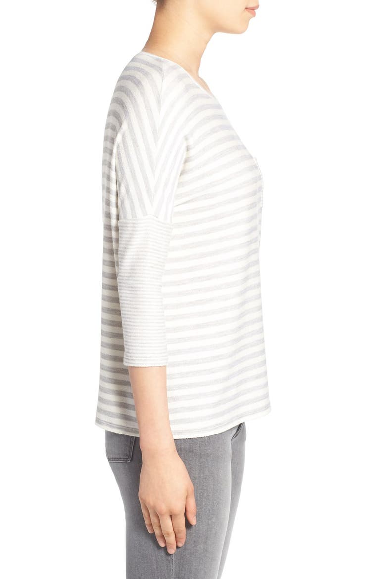 Stripe Pocket Top, Alternate, color, HEATHER GREY- IVORY STRIPE