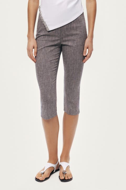 Tailored Linen Blend Capri Pants