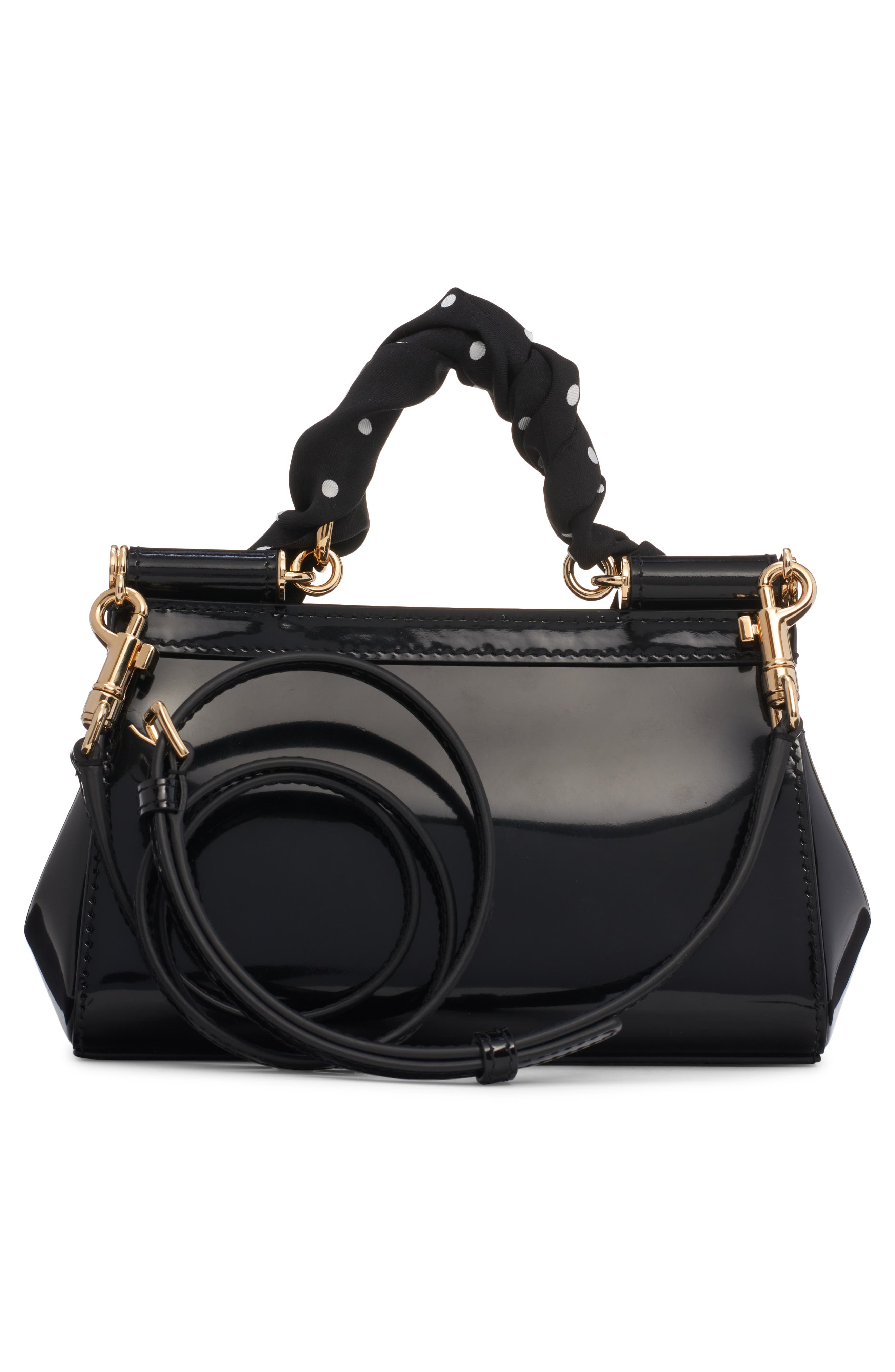 Dolce&Gabbana Sicily East/West Leather Satchel with Scarf, Alternate, color, Hwzqn Nero