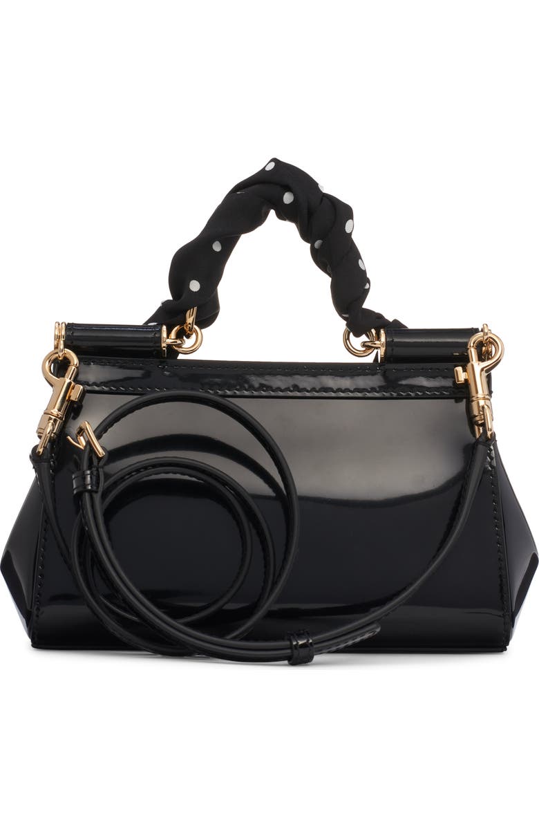 Dolce&Gabbana Sicily East/West Leather Satchel with Scarf, Alternate, color, Hwzqn Nero