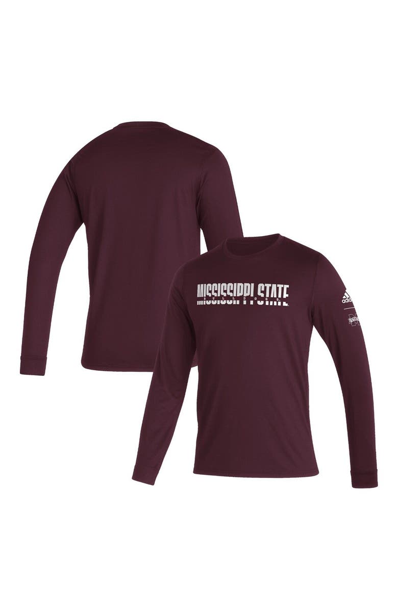 adidas Men's adidas Maroon Mississippi State Bulldogs Sideline Locker Strikethrough Creator AEROREADY Long Sleeve T-Shirt, Main, color, Maroon
