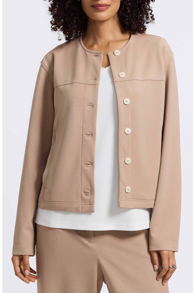 Valerie Crepe Knit Jacket, Main, color, KHAKI