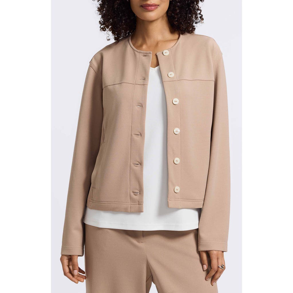 Foxcroft Valerie Crepe Knit Jacket In Neutral