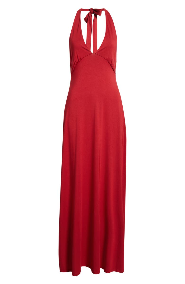 PacSun Third Charm Alexa Halter Maxi Dress, Alternate, color, Wine