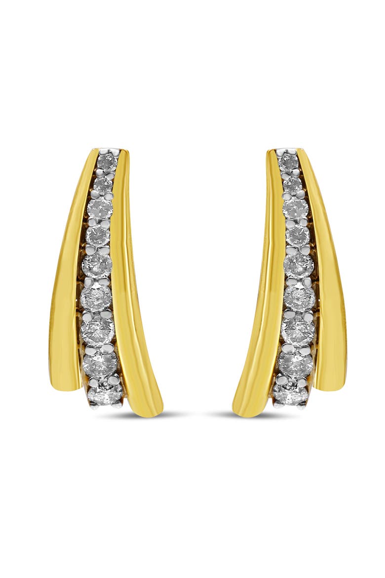10K Yellow Gold Plated Silver 1.00 Ct Diamond Graduated Huggie Stud Earrings, Alternate, color, Yellow