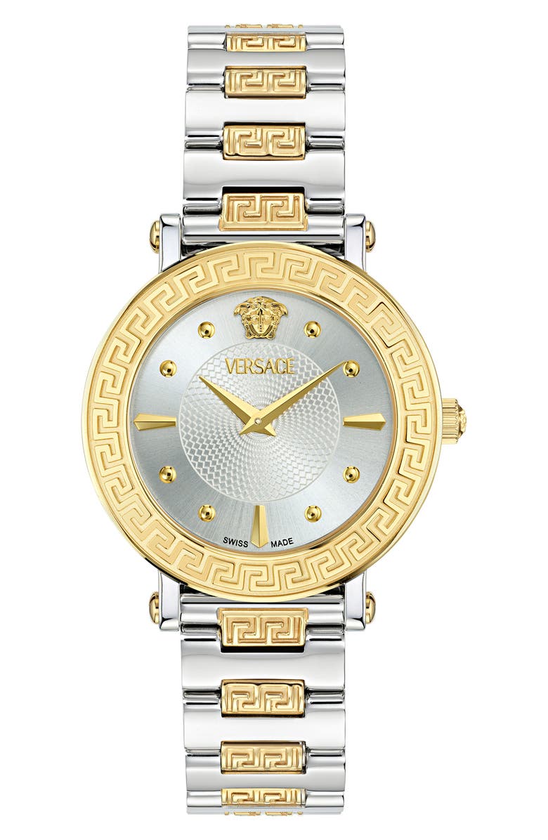 Versace Greca Sphere Two-Tone Bracelet Watch, 35mm, Main, color, Two Tone